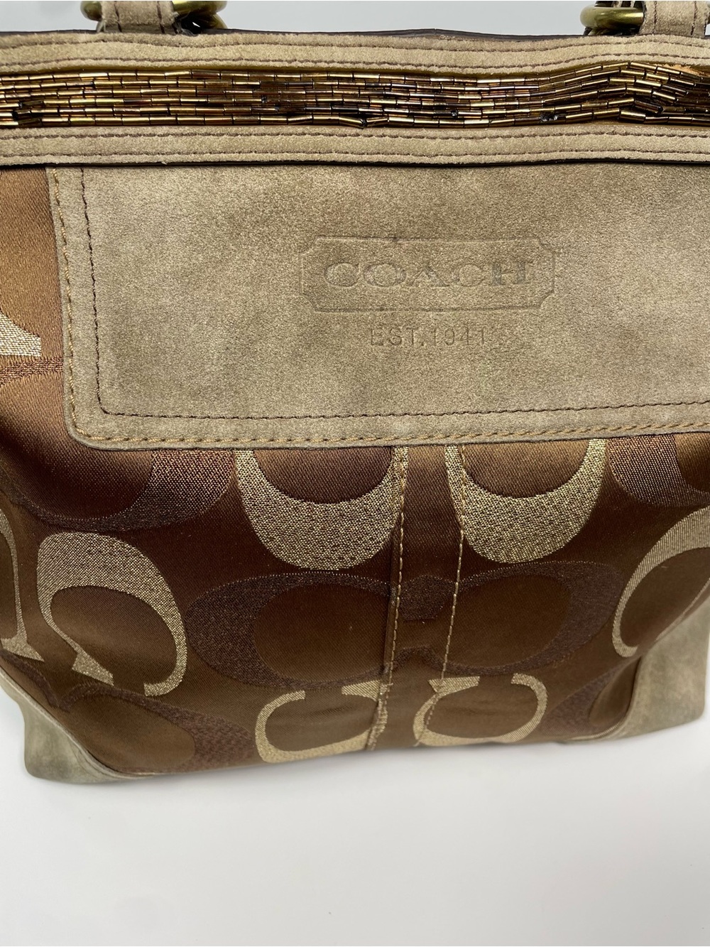 $25 LOW START Coach Vintage Signature C Lilia Metallic Tote- COA - Picture 11 of 16